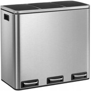 Srebrny potrójny kosz na odpady R6-H28