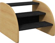 PawHut Schody dla Zwierząt - Schody dla Psa, 3 Stopnie, Mały Pies, 38,5 cm x 38,5 cm x 30 cm, Dąb + Czarny