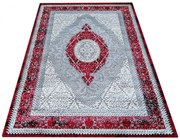 Szaro-czerwony miękki wzorzysty dywan C1-G23