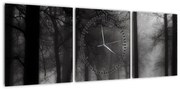 Obraz - Las we mgle (z zegarem) (90x30 cm)