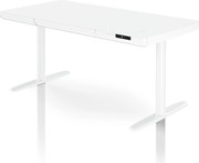 Biurko elektryczne sit-stand z szufladą i ładowarką bezprzewodową Qi białe, 1400 mm: ELLIS