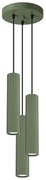 Lampa wisząca KARBON 3P zielona oliwka ryflowana SOLLUX LIGHTING