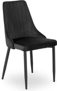 Krzesło Tapicerowane do Jadalni BARI Czarne Welurowe Nowoczesne