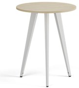 Stolik kawowy PRIMO VIBE, średnica 60 cm, biała podstawa, brzoza