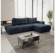 Rozkładany narożnik tapicerowany z pojemnikiem w kształcie L ALMADA prawostronny niebieski