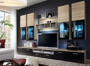 Meblościanka LYRA dąb sonoma/czarna ASM Meble