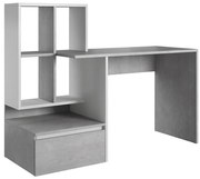 Biurko z półką MARLO, szary beton/biały