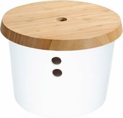 Kesper 32622 Pojemnik do przechowywania plastik/bambus, biały, śr. 21 cm