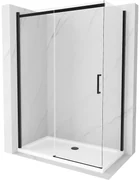 Mexen Omega kabina prysznicowa rozsuwana 130 x 70 cm, transparent, czarna + brodzik Flat, biały - 825-130-070-70-00-4010B