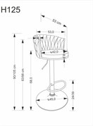 H125 hoker, nogi - czarny, siedzisko - popielaty plecione, tkanina, regulowany