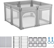 Park dla Dzieci SucceBuy Modułowy Składany, 120 x 120 cm, Plac Zabaw dla Dzieci, Miękka Oddychająca Siatka, Barierka do Zabawy dla Niemowląt Uczyć się