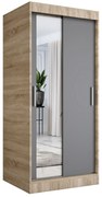 Szafa przesuwna MODUO COMFORT 90 dąb sonoma/antracyt z lustrem po lewej MKPOL