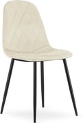 Beżowe welurowe krzesło ASTI z czarnymi nogami