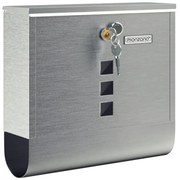 Monzana Skrzynka pocztowa z tubą na gazety POST, 30,5x10x33,5cm, srebrna