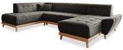 Ciemnoszara rozkładana sofa w kształcie litery "U" Miuform Dazzling Daisy, lewostronna