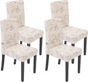 Krzesło do jadalni Littau (zestaw 4 sztuk),  tkanina z napisem, kremowy, ciemne nogi