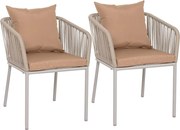 Zestaw 2 krzeseł ogrodowych MCW-N41,  jasnoszara poduszka taupe