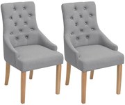 2 jasnoszare krzesła stołowe z dębowymi nogami D7-C19