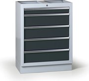 Szafka warsztatowa do blatu G2, 5 szuflad, 680 x 455 x 910 mm, grafitowy