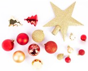 Komplet bombek na choinkę + gwiazda, 44 sztuk w komplecie