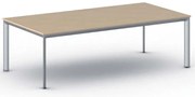 Stół konferencyjny do biura PRIMO INVITATION, 240x120 cm, szaro-srebrna podstawa, buk