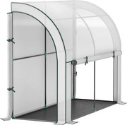 Outsunny Szklarnia montowana do ściany, dostępne dom do roślin, osłona z tworzywa sztucznego, 300 x 80 x 157 cm, Biała