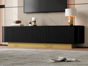 Nowoczesne meble TV 170x40x47cm - Okrągły design - 3 drzwi - Półki regulowane - Czarny