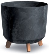 Donica ogrodowa okrągła Gracia Tubus Beton Effect 30 cm antracyt PROSPERPLAST