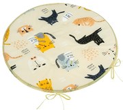 Bellatex Poduszka Adéla okrągła gładka Kot żółty,40 x 40 cm