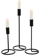 Metalowe świeczniki Fio, 3 sztuki, czarne