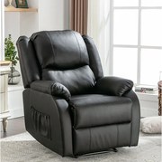 Rozkładane długie fotele ze skóry ekologicznej - zachęcające sofy - z podnóżkiem - PU - czarne