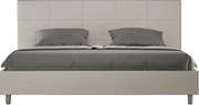 Łóżko bez stelaża tapicerowane 180x210 sztucznej skóry szaro-beżowy Mika