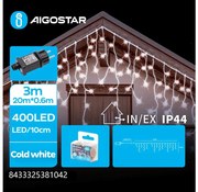 Aigostar - Zewnętrzny łańcuch świąteczny 400 diod LED/8 funkcji 23x0,6m IP44 zimna biel