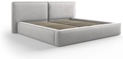 Jasnoszare tapicerowane łóżko dwuosobowe ze schowkiem i stelażem 180x200 cm Arendal – Cosmopolitan Design