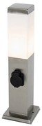 Zewnetrzna Nowoczesna lampa zewnętrzna 45 cm stalowa z gniazdkiem IP44 - Malios Nowoczesny Oswietlenie zewnetrzne