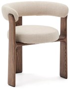 Brązowy/beżowy fotel jadalniany z litego drewna jesionowego z podłokietnikami Granite – Kave Home