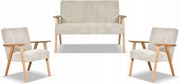 Zestaw mebli PRL retro SOLER sofa fotele Family Meble beżowy sztruks Anafi