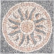 Mozaika marmurowa Rosone Sonne 90x90 cm szara kremowa różowa