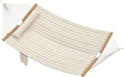 Outsunny Hamak Zewnętrzny 200x140 cm, Dwuwarstwowy Hamak z Zagłówkiem, Kieszenią na Magazyny i Drewnianymi Drążkami, do 200 kg | Aosom PL