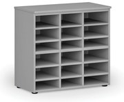Regał sortujący PRIMO GRAY, 800 x 420 x 740 mm, 18 przegród, szary