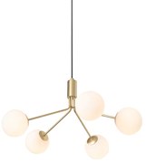 Lampa wisząca art deco złota z opalowym szkłem 5-świateł - Coby ArtDeco Oswietlenie wewnetrzne