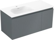 Mexen Rivel szafka łazienkowa 100 cm z umywalką Vela lewą, 1S, 1D, ryflowana, grafit mat/biała mat - 91A23-10047-3-BBFF66-W23L01