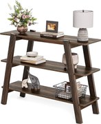 Stolik konsolowy do przedpokoju 105 cm, stolik na sofę 3-poziomowy, wąski, długi, z otwartymi półkami do przechowywania