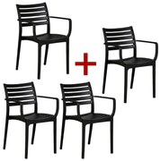 Krzesło ogrodowe SLENDER 3+1 GRATIS, czarny