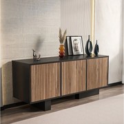 Komoda – 150 cm x 51,5 cm x 45 cm – Czarny i jasny orzech – MDF