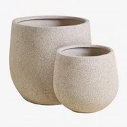 Zestaw 2 Doniczek Zewnętrznych Ø35 Cm / Ø50 Cm Z Polipietry Ugor Marrón Arena Claro - Sklum