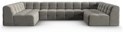 Szary aksamitny narożnik (w kształcie litery "U") Kendal – Micadoni Home