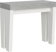 Konsola rozkładana 90x40/196 cm Spimbo Mix Small Blat Cementu - Struktura Frassino biała