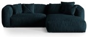 Ciemnoniebieski aksamitny narożnik modułowy (prawostronny/z szezlongiem) Martina – Micadoni