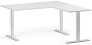 Narożne biurko z regulacją wysokości, 160x160 cm, 3 silniki, L/P, biała podstawa, biały